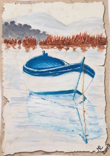 Dessin intitulée "On the lake." par Marie Ruda, Œuvre d'art originale, Aquarelle