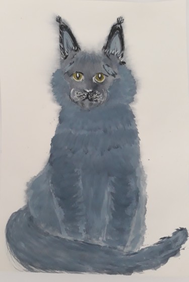 "Maine coon cat." başlıklı Tablo Marie Ruda tarafından, Orijinal sanat, Suluboya