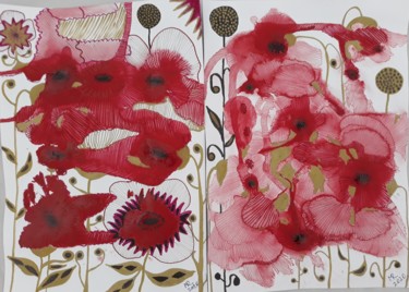 Peinture intitulée "Mirage flowers-2." par Marie Ruda, Œuvre d'art originale, Aquarelle
