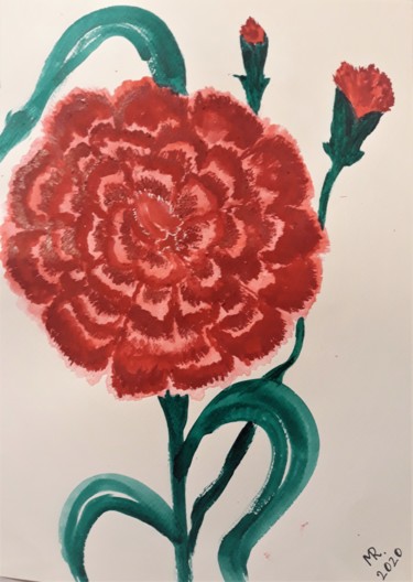 Painting titled "Carnation"passionat…" by Marie Ruda, Original Artwork, Watercolor
