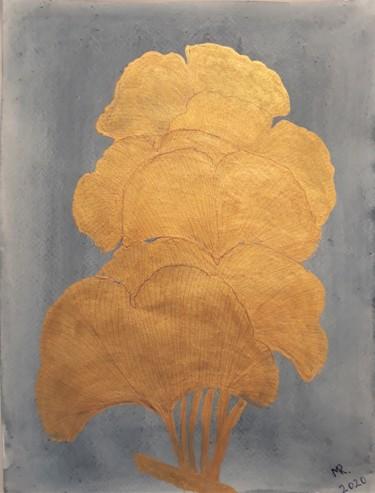 Pittura intitolato "Ginkgo-2." da Marie Ruda, Opera d'arte originale, Acquarello
