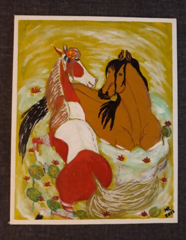 绘画 标题为“Love and horses.” 由Marie Ruda, 原创艺术品, 丙烯