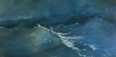 Painting titled "Seascape oil painti…" by Marina Babintseva, Original Artwork, Oil
