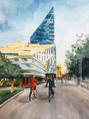 Malerei mit dem Titel "Ekaterinburg. The c…" von Marina Babintseva, Original-Kunstwerk, Aquarell