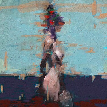 Painting titled "Girl with Flowers i…" by Marina Fedorova, Original Artwork, Acrylic