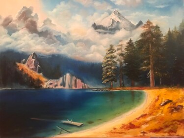 Painting titled "Lake" by Marina Gavrilova, Original Artwork, Oil