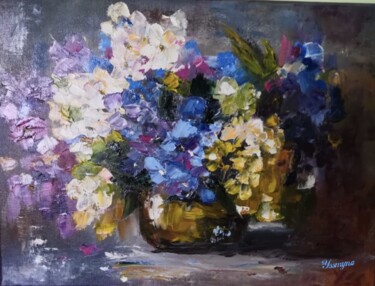 Painting titled "Hydrangea" by Marina Gavrilova, Original Artwork, Oil