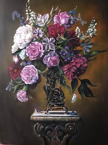 Painting titled "Vivid Bouquet Flowe…" by Marina Gavrilova, Original Artwork, Oil