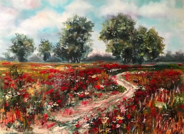 Peinture intitulée "Poppy field" par Marina Gavrilova, Œuvre d'art originale, Huile