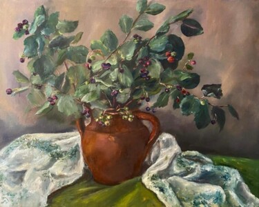 Painting titled "Bouquet Summer Berr…" by Marina Gavrilova, Original Artwork, Oil
