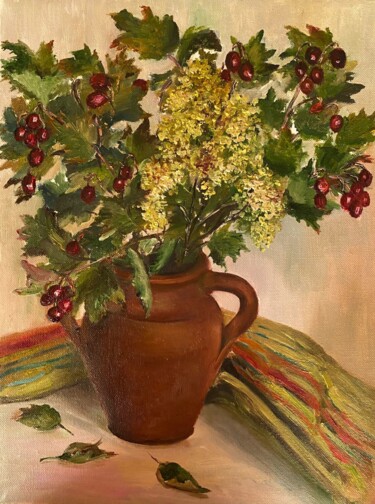 Schilderij getiteld "Autumn bouquet,  a…" door Marina Gavrilova, Origineel Kunstwerk, Olie