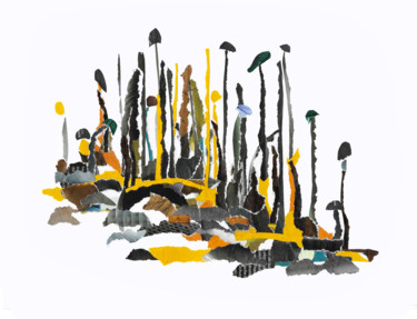 Collagen mit dem Titel "In the forest" von Marina Geipel, Original-Kunstwerk, Collagen