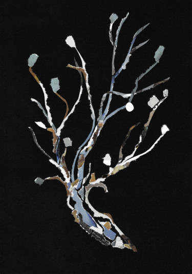 拼贴 标题为“Blue tree” 由Marina Geipel, 原创艺术品, 拼贴