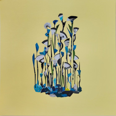 Collagen mit dem Titel "Blue" von Marina Geipel, Original-Kunstwerk, Collagen