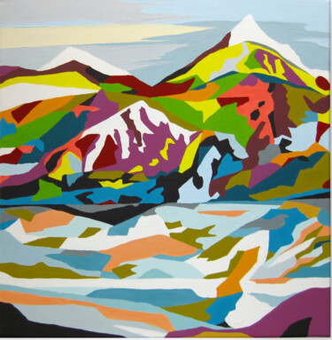 Painting titled "Coloured mountains…" by Marina Geipel, Original Artwork, Acrylic