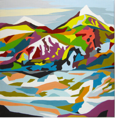 Peinture intitulée "Coloured mountains…" par Marina Geipel, Œuvre d'art originale, Acrylique