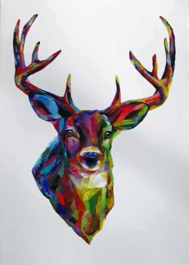 Peinture intitulée "Deer" par Marina Geipel, Œuvre d'art originale, Acrylique