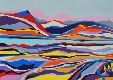 Peinture intitulée "Pink mountains" par Marina Geipel, Œuvre d'art originale, Acrylique