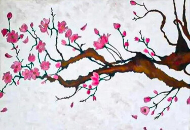 Painting titled "Flowering Branch" by Marina Gorbachova, Original Artwork, Oil