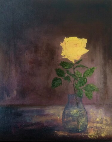Pittura intitolato "Yellow Rose" da Marina Gorbachova, Opera d'arte originale, Olio