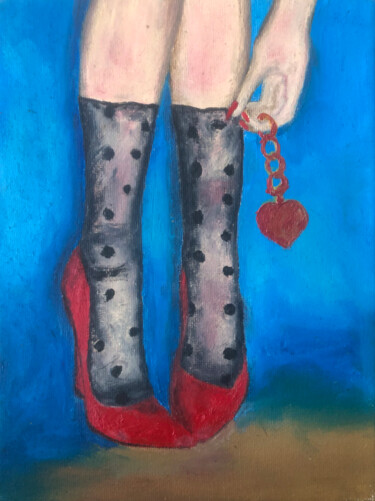 Malerei mit dem Titel "Red Shoes Pop Art I…" von Marina Gorbachova, Original-Kunstwerk, Öl