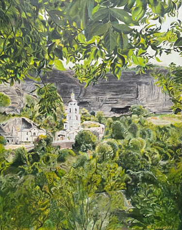 Malerei mit dem Titel "Cave city Chufut-Ka…" von Marina Grishkina, Original-Kunstwerk, Öl