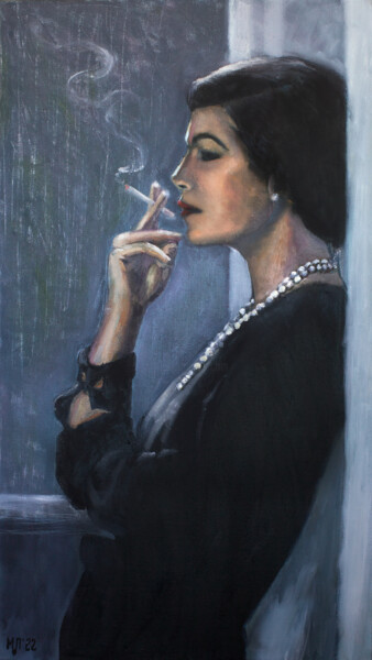 Painting titled "Coco Chanel / Коко…" by Marina Letti, Original Artwork, Oil