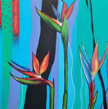 Painting titled "Bird of Paradise" by Marina Letti, Original Artwork, Oil