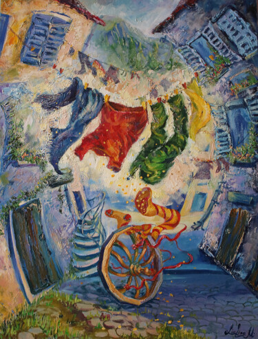 Painting titled "Wheel of Fortune" by Marina Lialina (Lia Mar), Original Artwork, Oil
