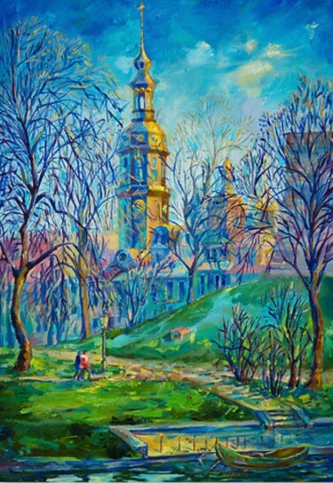 Painting titled "Dresden. Square" by Marina Lialina (Lia Mar), Original Artwork, Oil