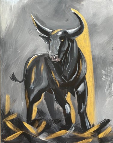 「A formidable Bull i…」というタイトルの絵画 Marina Zhivliukによって, オリジナルのアートワーク, アクリル