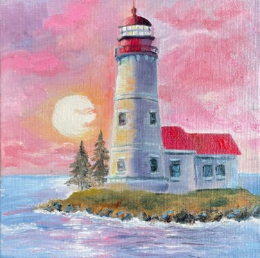 Pittura intitolato "Calmness Lighthouse…" da Marina Zhivliuk, Opera d'arte originale, Olio