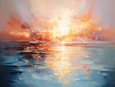 Digital Arts titled "Calmness sunset abs…" by Marina Zhivliuk, Original Artwork, Digital Painting