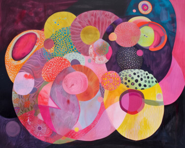 Pintura intitulada "Colorful circles an…" por Marina Mark, Obras de arte originais, Acrílico