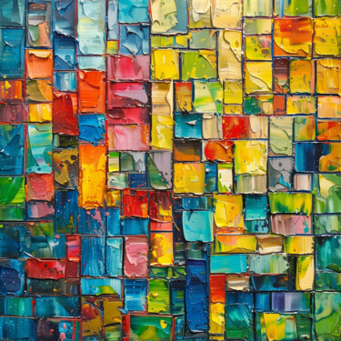 Peinture intitulée "Colorful mosaic til…" par Marina Mark, Œuvre d'art originale, Huile