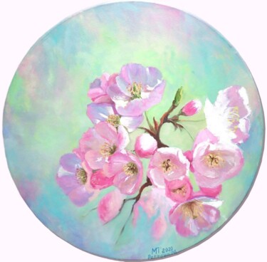 Painting titled "Apple tree flowers…" by Marina Petrova, Original Artwork, Oil