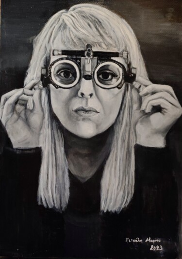 Malarstwo zatytułowany „The eye checking” autorstwa Marina Petsali, Oryginalna praca, Olej