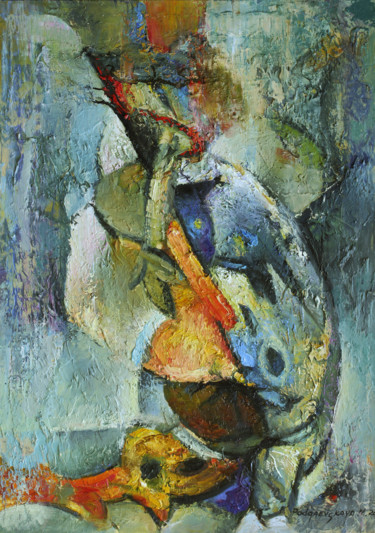 Ζωγραφική με τίτλο "FIGURE # 3" από Marina Podgaevskaya, Αυθεντικά έργα τέχνης, Λάδι Τοποθετήθηκε στο Ξύλινο φορείο σκελετό