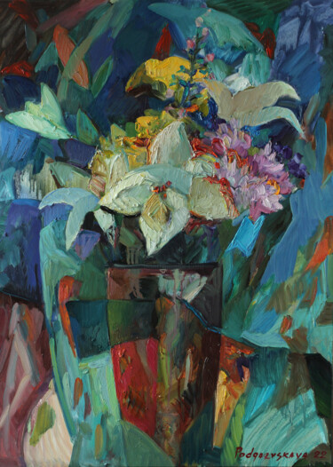 Картина под названием "Birthday bouquet." - Marina Podgaevskaya, Подлинное произведение искусства, Масло