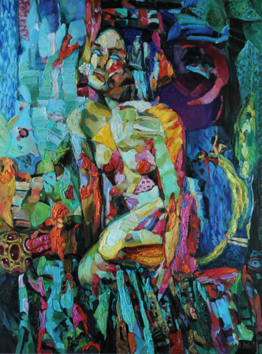 Painting titled "In the Garden of Ed…" by Marina Podgaevskaya, Original Artwork, Oil