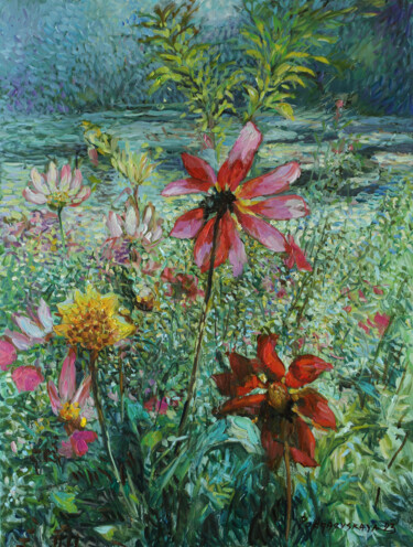 Malarstwo zatytułowany „Garden at Giverny №…” autorstwa Marina Podgaevskaya, Oryginalna praca, Olej