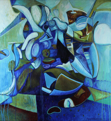 Schilderij getiteld "I love blue." door Marina Podgaevskaya, Origineel Kunstwerk, Olie