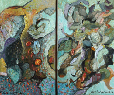 Ζωγραφική με τίτλο "Windy day (diptych)" από Marina Podgaevskaya, Αυθεντικά έργα τέχνης, Λάδι