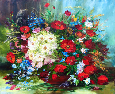 Pittura intitolato "Summer wildflowers…" da Marina Skromova, Opera d'arte originale, Olio