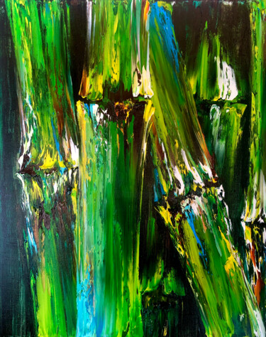 Painting titled "BAMBOO GROVE - Oil…" by Marina Skromova, Original Artwork, Oil Mounted on Wood Panel