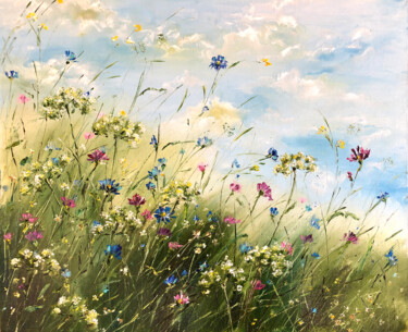 Schilderij getiteld "MOTLEY GRASS - Summ…" door Marina Skromova, Origineel Kunstwerk, Olie Gemonteerd op Houten paneel