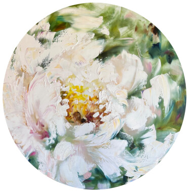 Painting titled "PIONOMANIA - Peony.…" by Marina Skromova, Original Artwork, Oil Mounted on Wood Stretcher frame