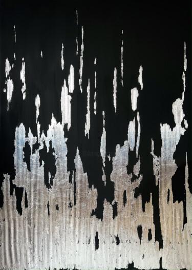 Painting titled "Black textured pain…" by Marina Skromova, Original Artwork, Acrylic