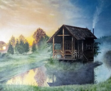 Peinture intitulée "Hunting lodge" par Marina Ternavskaya, Œuvre d'art originale, Huile Monté sur Carton