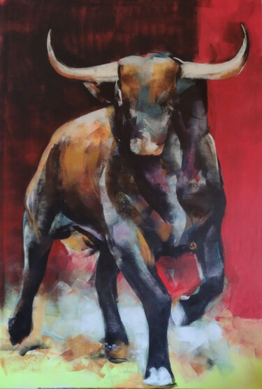 Malarstwo zatytułowany „Bull serie 11” autorstwa Marina Del Pozo, Oryginalna praca, Akryl